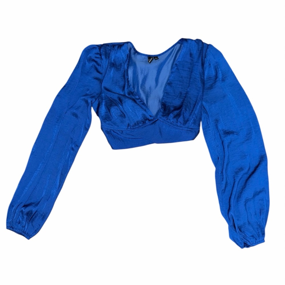 WINDSOR Elegant Royal Blue Crop Top, Size Small
